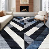 Ultra Soft Area Rug, Non Slip, Stain Resistant, Washable Area Rugs for Living Room, Bedroom, Chic Abstract Monochrome Motif(Blue)