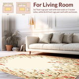 Ultra Soft Area Rug, Non Slip, Stain Resistant, Washable Area Rugs for Living Room, Bedroom, Beige Floral Decor Low Pile Spring Bloom Design(Beige)