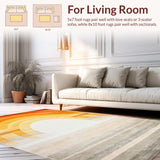Ultra Soft Area Rug, Non Slip, Stain Resistant, Washable Area Rugs for Living Room, Bedroom, Whimsical Sunburst Gradient Art(Orange)