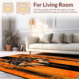 Ultra Soft Area Rug, Non Slip, Stain Resistant, Washable Area Rugs for Living Room, Bedroom, Dynamic Urban Wildlife Design(Orange)