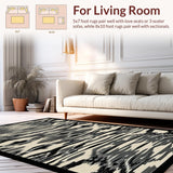 Ultra Soft Area Rug, Non Slip, Stain Resistant, Washable Area Rugs for Living Room, Bedroom, High-Contrast Striped Rustic Charm(Beige)