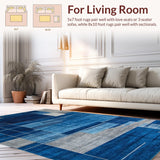 Ultra Soft Area Rug, Non Slip, Stain Resistant, Washable Area Rugs for Living Room, Bedroom, Chic Blue Tiled Pattern Aesthetic(Blue)
