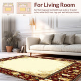 Ultra Soft Area Rug, Non Slip, Stain Resistant, Washable Area Rugs for Living Room, Bedroom, Modern Mandarin Red for(Red)
