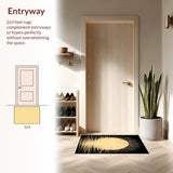 Ultra Soft Area Rug, Non Slip, Stain Resistant, Washable Area Rugs for Living Room, Bedroom, Mid Century Modern Sun Shape Design(Gold)