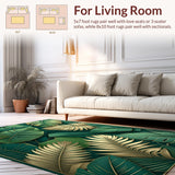 Ultra Soft Area Rug, Non Slip, Stain Resistant, Washable Area Rugs for Living Room, Bedroom, Serene Greenery Patterned Accent(Green)