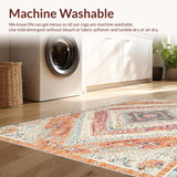 Ultra Soft Area Rug, Non Slip, Stain Resistant, Washable Area Rugs for Living Room, Bedroom, Artistic Medallion Patterned Area Rug in Soft Pastel Hues(White)