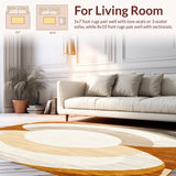 Natural Toned Round Area with Woven Boho Circle Motif and Earthy Accents(Beige)