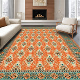 Ultra Soft Area Rug, Non Slip, Stain Resistant, Washable Area Rugs for Living Room, Bedroom, Artful Teal and Orange Symmetry(Orange)