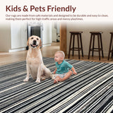 Ultra Soft Area Rug, Non Slip, Stain Resistant, Washable Area Rugs for Living Room, Bedroom, Black White Striped Rug, Contemporary Design(Black)