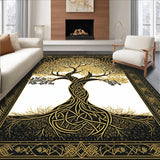 Ultra Soft Area Rug, Non Slip, Stain Resistant, Washable Area Rugs for Living Room, Bedroom, Contemporary Tree Silhouette Style(Gold)