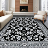 Ultra Soft Area Rug, Non Slip, Stain Resistant, Washable Area Rugs for Living Room, Bedroom, Reversible Floral Black Outdoor RV Camping Mat(Black)