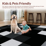 Ultra Soft Area Rug, Non Slip, Stain Resistant, Washable Area Rugs for Living Room, Bedroom, Rustic Monochrome Checkered Aesthetic(Gray)