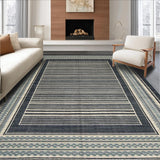 Ultra Soft Area Rug, Non Slip, Stain Resistant, Washable Area Rugs for Living Room, Bedroom, Chic Modern Border Aesthetic(Blue)