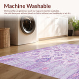 Ultra Soft Area Rug, Non Slip, Stain Resistant, Washable Area Rugs for Living Room, Bedroom, Soft Lavender Boho Area Rug(Pink)