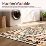 Ultra Soft Area Rug, Non Slip, Stain Resistant, Washable Area Rugs for Living Room, Bedroom, Rustic Boho with Layered Tribal Diamonds and Beige Highlights(Beige)