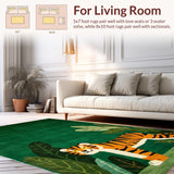 Ultra Soft Area Rug, Non Slip, Stain Resistant, Washable Area Rugs for Living Room, Bedroom, Vibrant Jungle Animal Motif(Green)