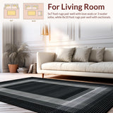 Ultra Soft Area Rug, Non Slip, Stain Resistant, Washable Area Rugs for Living Room, Bedroom, Rustic Warmth with Shag Elements(Black)