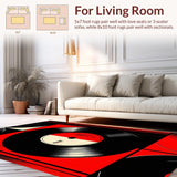 Ultra Soft Area Rug, Non Slip, Stain Resistant, Washable Area Rugs for Living Room, Bedroom, Nostalgic Vintage Vinyl Aesthetic(Black)