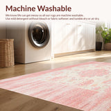 Ultra Soft Area Rug, Non Slip, Stain Resistant, Washable Area Rugs for Living Room, Bedroom, Floral Area Bohemian Flair Modern Home Decor Pink & Beige(Pink)