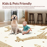 Ultra Soft Area Rug, Non Slip, Stain Resistant, Washable Area Rugs for Living Room, Bedroom, Safari Adventure With Gentle Beige Animal Outlines For Playful Decor(Beige)
