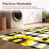 Ultra Soft Area Rug, Non Slip, Stain Resistant, Washable Area Rugs for Living Room, Bedroom, Rustic Floral Buffalo Check(Yellow)