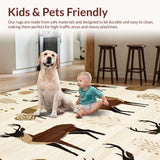 Ultra Soft Area Rug, Non Slip, Stain Resistant, Washable Area Rugs for Living Room, Bedroom, Rustic Earthy Sika Deer Aesthetic(Beige)