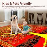 Ultra Soft Area Rug, Non Slip, Stain Resistant, Washable Area Rugs for Living Room, Bedroom, Striking Eclectic Nature Theme(Red)