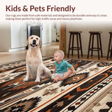 Ultra Soft Area Rug, Non Slip, Stain Resistant, Washable Area Rugs for Living Room, Bedroom, Cultural Rustic Geometric Aesthetic(Brown)
