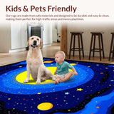 Ultra Soft Area Rug, Non Slip, Stain Resistant, Washable Area Rugs for Living Room, Bedroom, Cosmic Alphabetic Playful Motif(Yellow)