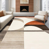 Minimalist Brown and Beige Abstract Area with Linear Curved Motifs(Beige)