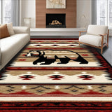 Ultra Soft Area Rug, Non Slip, Stain Resistant, Washable Area Rugs for Living Room, Bedroom, Rustic Earthy Bear Motif(Red)