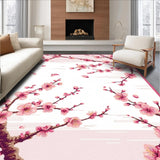 Ultra Soft Area Rug, Non Slip, Stain Resistant, Washable Area Rugs for Living Room, Bedroom, Soft Pastel Cherry Blossom Elegance(Pink)