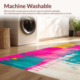 Ultra Soft Area Rug, Non Slip, Stain Resistant, Washable Area Rugs for Living Room, Bedroom, Chic Minimalist Textured Waves(Pink)