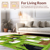 Ultra Soft Area Rug, Non Slip, Stain Resistant, Washable Area Rugs for Living Room, Bedroom, Whimsical Irregular Shape Delight(Green)