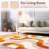 Ultra Soft Area Rug, Non Slip, Stain Resistant, Washable Area Rugs for Living Room, Bedroom, Rustic Earthy Textured Visual Theme(Orange)