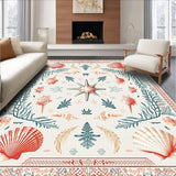 Ultra Soft Area Rug, Non Slip, Stain Resistant, Washable Area Rugs for Living Room, Bedroom, Cute Coral Patterned Delight(White)