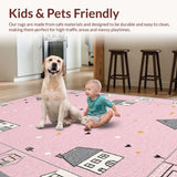 Ultra Soft Area Rug, Non Slip, Stain Resistant, Washable Area Rugs for Living Room, Bedroom, Bright Cheerful Interactive Design(Pink)
