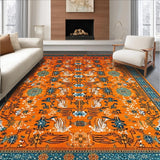 Ultra Soft Area Rug, Non Slip, Stain Resistant, Washable Area Rugs for Living Room, Bedroom, Funky Ethnic Orange Patterned Mat(Orange)