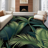 Ultra Soft Area Rug, Non Slip, Stain Resistant, Washable Area Rugs for Living Room, Bedroom, Minimalist Tropical Leaf Arrangement(Green)