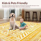 Ultra Soft Area Rug, Non Slip, Stain Resistant, Washable Area Rugs for Living Room, Bedroom, Rustic Earthy Geometric Arrangement(Yellow)