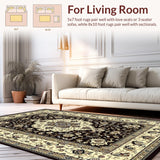 Ultra Soft Area Rug, Non Slip, Stain Resistant, Washable Area Rugs for Living Room, Bedroom, Luxurious Earth Tone Floral Design(Beige)