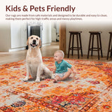 Ultra Soft Area Rug, Non Slip, Stain Resistant, Washable Area Rugs for Living Room, Bedroom, Chic Vintage Ogee Style Runner(Orange)
