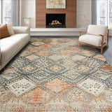 Ultra Soft Area Rug, Non Slip, Stain Resistant, Washable Area Rugs for Living Room, Bedroom, Rustic Diamond Patterned Charm(Orange)
