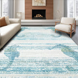 Ultra Soft Area Rug, Non Slip, Stain Resistant, Washable Area Rugs for Living Room, Bedroom, Marine Inspired Light Blue Rug with Stylized Seahorse and Fluid Coastal Patterns(Blue)