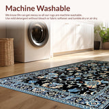 Ultra Soft Area Rug, Non Slip, Stain Resistant, Washable Area Rugs for Living Room, Bedroom, Sophisticated Modern Trellis Design(Black)