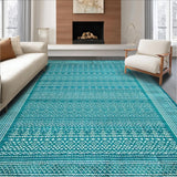 Ultra Soft Area Rug, Non Slip, Stain Resistant, Washable Area Rugs for Living Room, Bedroom, Rustic Striped Coastal Aesthetic(Blue)
