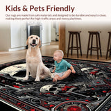 Ultra Soft Area Rug, Non Slip, Stain Resistant, Washable Area Rugs for Living Room, Bedroom, Dark Occult Inspired Decor(Black)