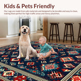 Ultra Soft Area Rug, Non Slip, Stain Resistant, Washable Area Rugs for Living Room, Bedroom, Rustic Vibrant Abstract Design(Blue)