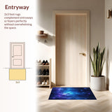 Ultra Soft Area Rug, Non Slip, Stain Resistant, Washable Area Rugs for Living Room, Bedroom, Galactic Whimsical Color Fusion(Blue)