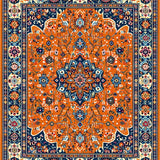 Ultra Soft Area Rug, Non Slip, Stain Resistant, Washable Area Rugs for Living Room, Bedroom, Elegant Round Geometric Motif(Orange)